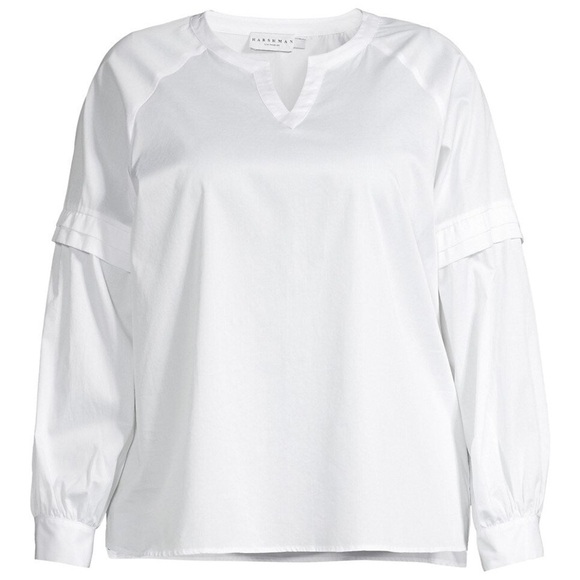 Harshman Callet Blouse White Long Sleeve Cotton Relaxed Fit - Size Small NWT - Picture 4 of 7